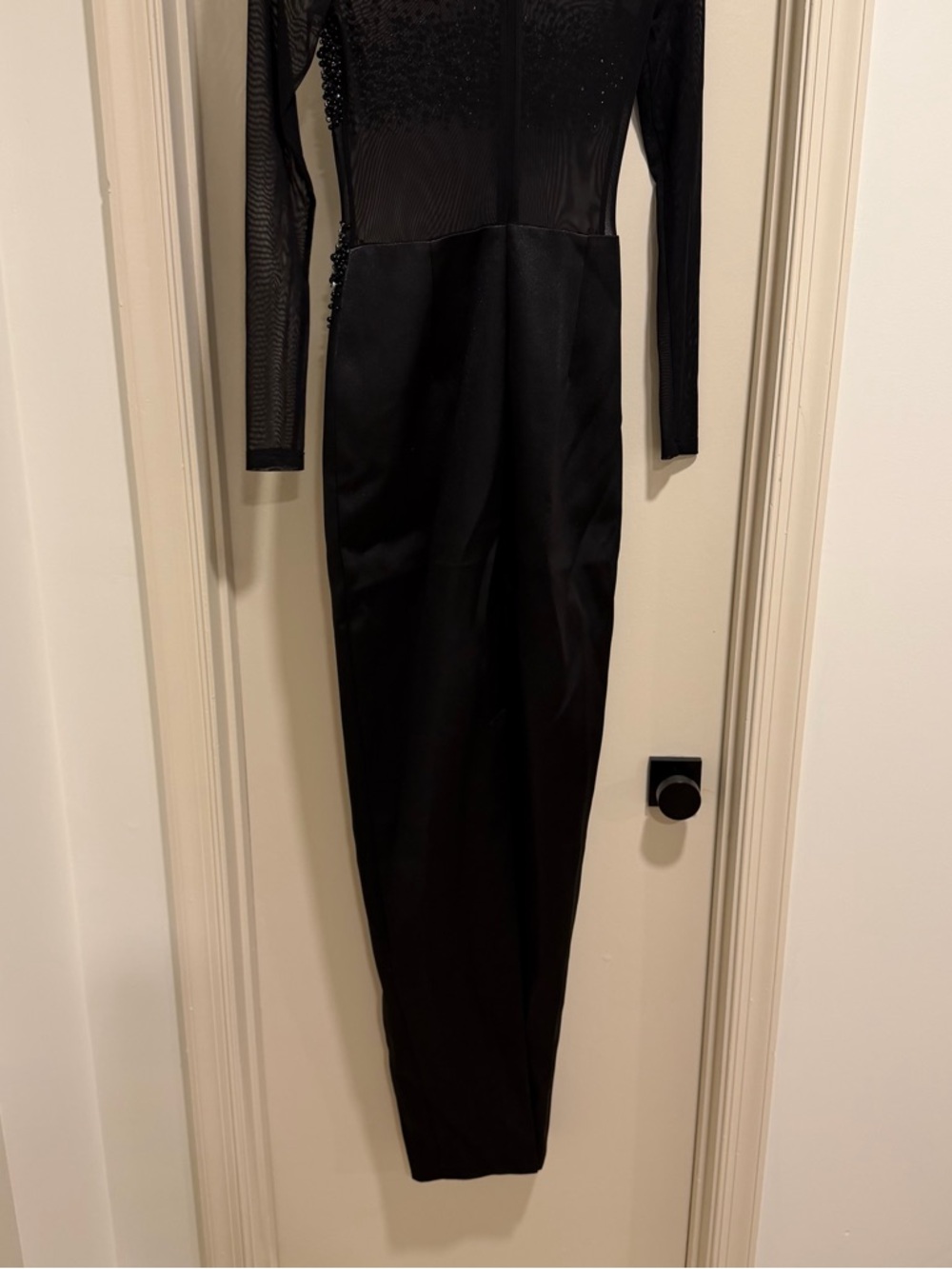 Sau Lee Po Gown Black Sheer Beaded Long Sleeve Dress Size 2 NEW! New With tags! - Picture 9 of 13